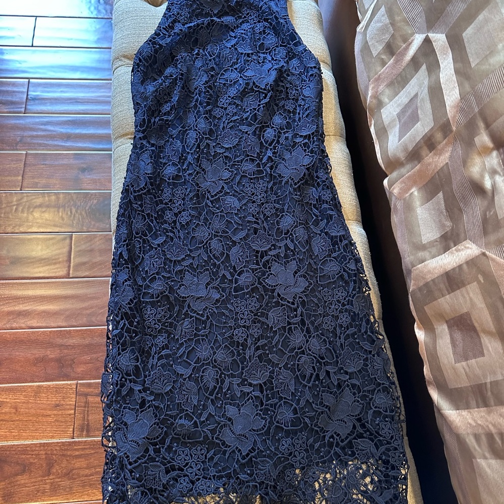 Ralph Lauren Blue Halter Sheath Midi Dress